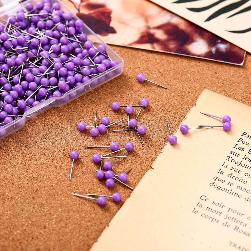 WILLBOND 500 Pack Map Push Pins Map Tacks Small Round