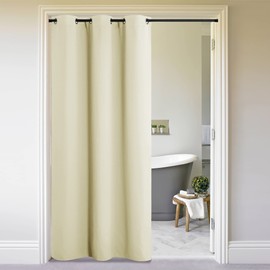 NICETOWN Door Curtain for Doorway Privacy, Curtains 84 Inch Length, Room Divider Curtain Cover, Blackout Temporary Insulated Closet Curtain for Bedroom Closet (1 Panel, 7ft Tall x 5ft Wide, Beige)