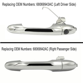 Fiat 500 Door Handle, Left-Hand Drive Side Exterior Outer Door Handle Replacement OE 68069943AC 68069942AC Fit for Fiat 500 2012-2018 (Right Passenger Side)