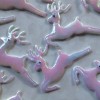 Red Plastic & Felt Reindeer 10 PC 2-SIDED WHITE FELT/RAINBOW