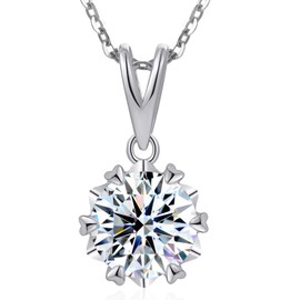 Moissanite Necklace for Women, 0.5-2Ct Moissanite Diamond Necklace, Snowflake Pendant 925 Sterling Silver Necklace, Christmas Anniversary Birthday Jewelry Gifts for Women Mom Wife Girlfriend Her