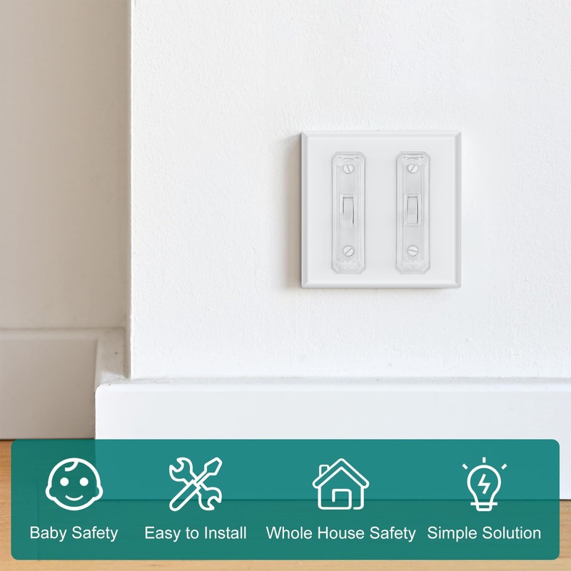 CLYMENE 4 Pack Light Switch Cover Guard, Child Proof Wall