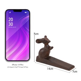 STCREE TQGJST85 Cast Iron Mouse Door Stop Heavy Duty Wedge Rustic Animal Statue Door Window Stopper Indoor Outdoor Decoration