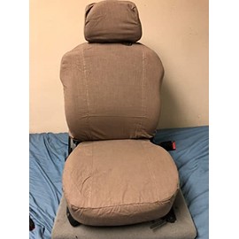 Linen Seat Covers for a Pair of Bucket Seats, airbag and armrest Compatible, Choose Color (Tan)