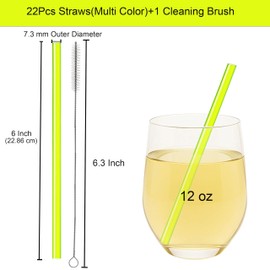 Dakoufish 22Pcs Replacement Straws for Short Mini 6 oz 8 oz Jars Tumblers,6 Inch Mix Color Reusable Plastic Straw With Cleaning Brush,Bpa Free