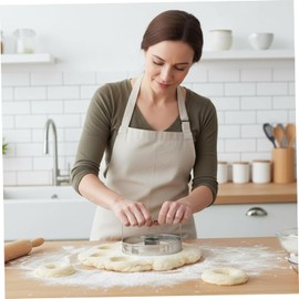 Cortador de donas con mango, 2 moldes de acero inoxidable para donas, herramienta para hornear pasteles y galletas con cortador agujeros