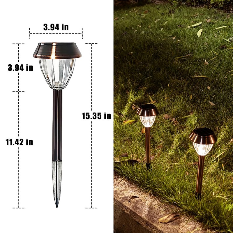 Vintage Solar Lights Outdoor, Glass & Metal Solar Pathway Lights