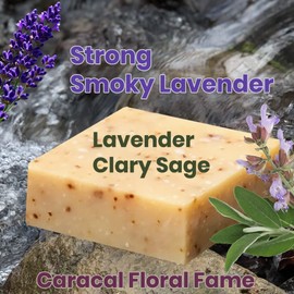 CARACAL Floral Fame Vegan Herbal Natural Women's Men's Soap Bar, Strong Smoky Lavender, Clary Sage, Terebinth Fruit, Olive, Castor Oils & Shea Butter - Long Life