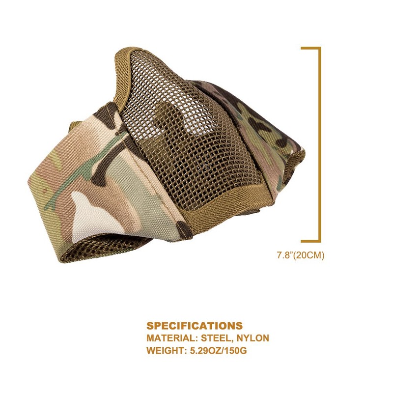 OneTigris Airsoft Mask Foldable Half Mesh Face Mask Face Protection