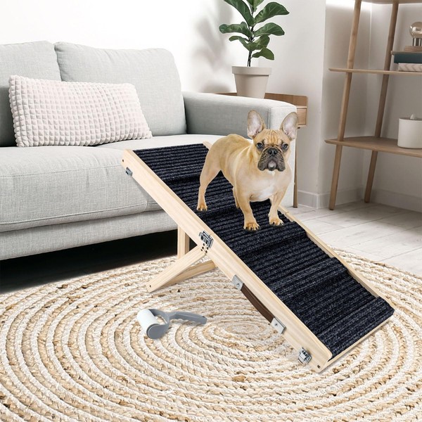 Okydoky Small Dog Ramp, Adjustable Portable Folding Wooden Pet Ramp,