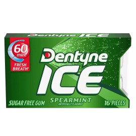 DENTYNE ICE Sugar Free Gum, Spearmint, 16 Pieces (9 Count)