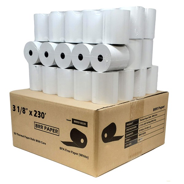 (55 GSM Solid Tube Core) DropShip 3 1 8 x 230 thermal paper (50 Rolls - 1 Case) bpa free - thermal printer paper ct-s801 - BuyRegisterRolls