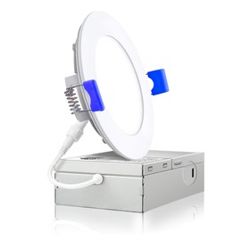 Ensenior 1 Pack 4 Inch Ultra-Thin LED Recessed Ceiling Light with Junction Box, 5000K Daylight, 9W 75W Eqv, Dimmable Can-Killer Downlight, 750LM High Brightness - ETL and Energy Star Certified