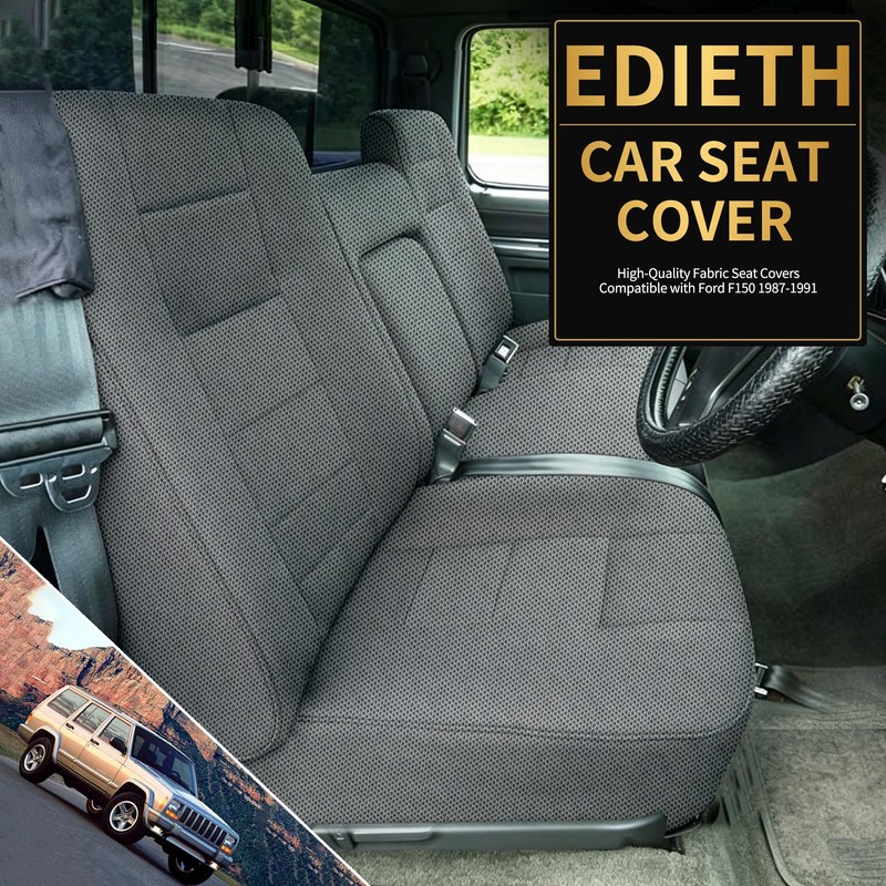 EDIETH Heavy-Duty Waterproof Bench Seat Covers for Ford F150 1987-1991