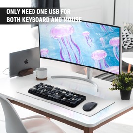 FOPETT Keyboard and Mouse Sets Wireless Keyboard and Mouse Sets,Reliable 2.4 GHz Connectivity for PC,Laptop,Smart TV and More (Grey Colorful)