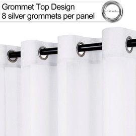 XWZO White Sheer Curtains for Bedroom, Soft & Lightweight Faux Linen Grommet Window Curtains for Living Room, Kids' Room, Patio Door with Tiebacks, 52 x 45 Inches Length, Set of 2 Panels