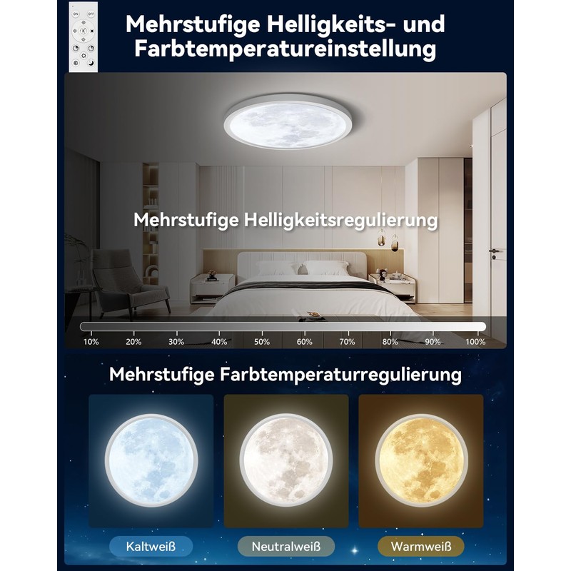 Aphyni Moonlight Ceiling Light LED Diameter 30 cm, 24 W