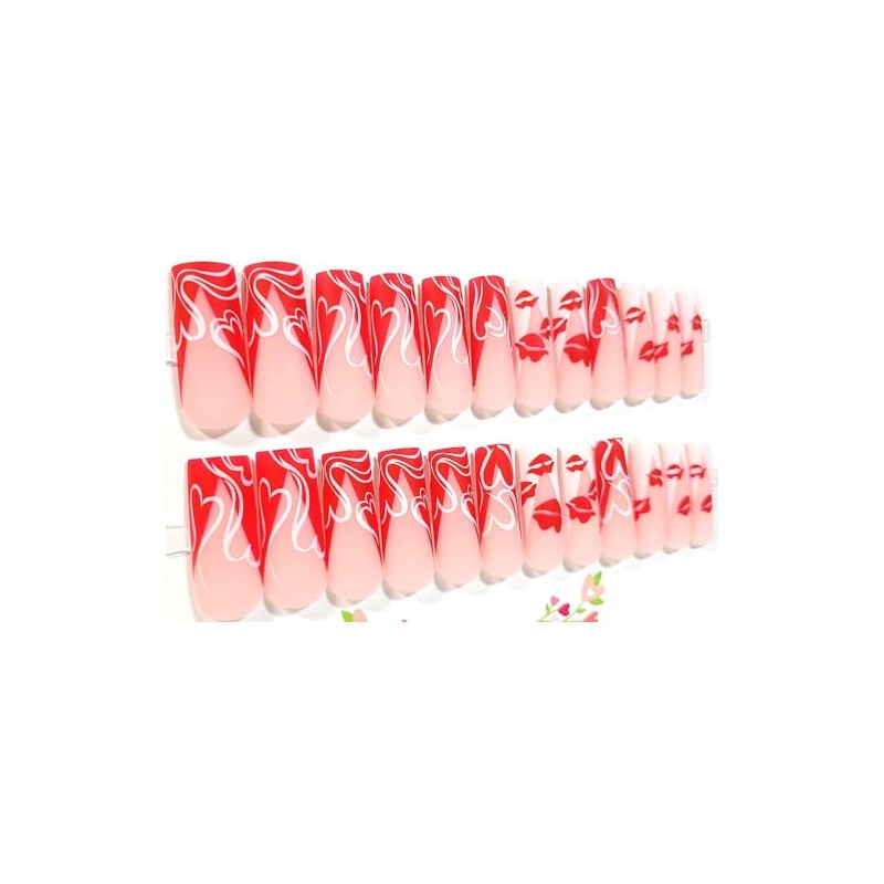 Long Love French Manicure Matte Long Square Press On Nails