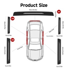 9Pcs Car Door Sill Protector, Carbon Fiber Car Door Sill Protectors Waterproof Scratch Resistant Sills Protectors Anti-Tread Doors Sills Bumper Protective Film for Most Vehicles (Black)