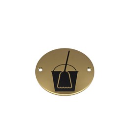 Bary Cleaning Supplies/Mop and Bucket Sign Polished Brass