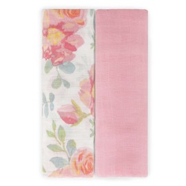 Featherhead™ 2-Pack 100% Cotton Muslin Swaddle Blankets for Baby Girl - Large 47”x 47” - Pre-Washed, Soft, & Breathable - Newborn Essential & Perfect Baby Registry Gift (Garden Floral)