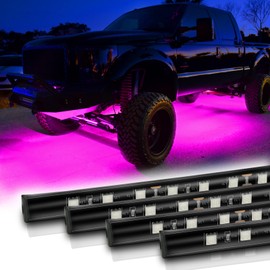 12V Led Light Strip 32CM Waterproof Pink Led Light Strips for Motorbike Underglow Car Golf Cart Motorcycles Truck Boat Led Strip Lights,Pack of 4