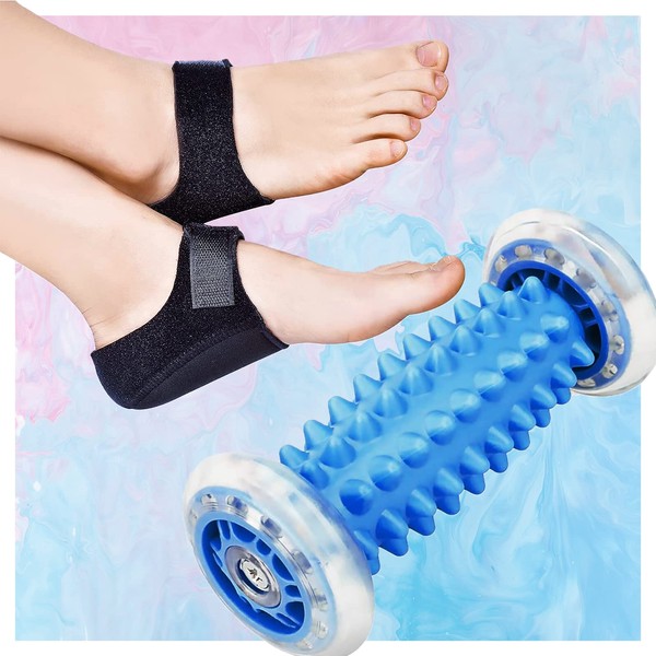 Foot Massager Roller + Heel Protector for Plantar Fasciitis, Total Relief for Heel Spurs & Arch Pain and Reflexology