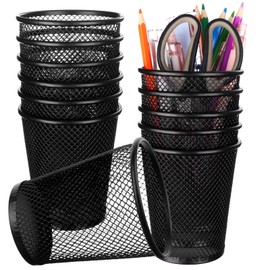 oneant 12Pcs Black Pen Holder for Desk Pencil Holder Metal Mesh Pen Pot for Office Home Classroom Stationary Supplies