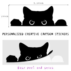 DXNQ 2PCS Peeking Sneaky Cat Sticker, Waterproof Strong Adhesive Decals with Curious Black Cat Graphic, Removable Funny Peeking Black Cats Sticker for Car Window Laptop, Car Accessories (Fretwork)