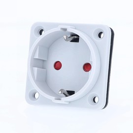 as - Schwabe 45084 Built-in Socket - 50 x 50 mm Flange Size - Protective Contact Socket - 230 V/16 A - Socket for Installation - IP20 - for Indoor and Camping