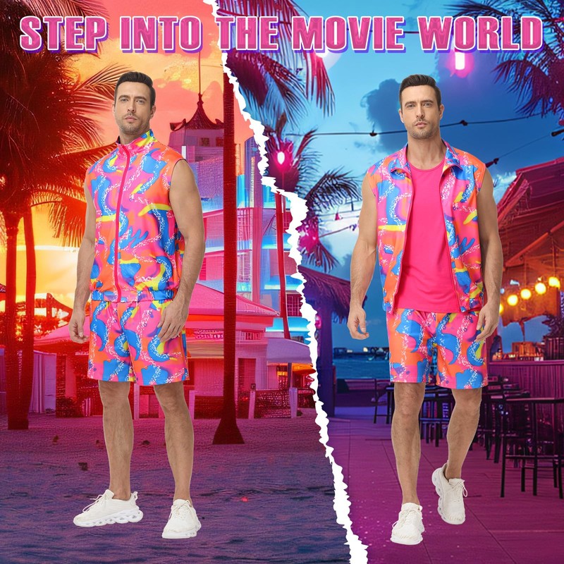 80s Outfit for Men - 90s Workout Costume Set for