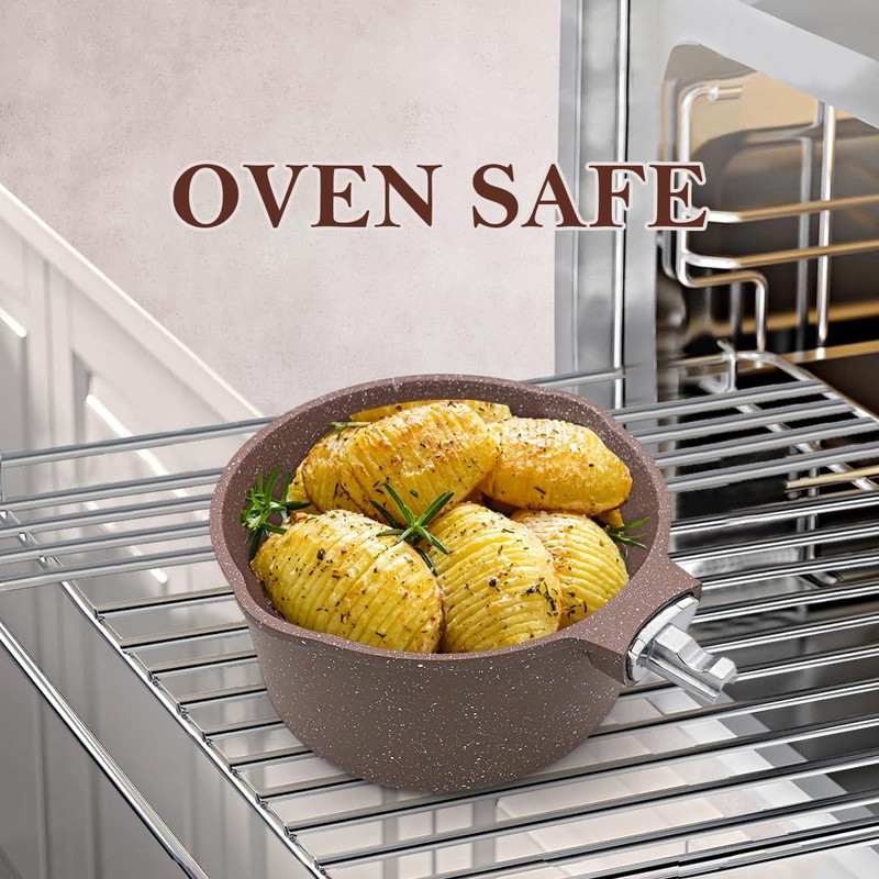 AIKENBBKK 1.5 Quarts Ceramic Nonstick Saucepan with Lid, Small Sauce