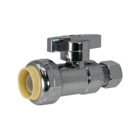 PROCURU 10-Pack PushFit Straight Stop Valve 1/2" Nom x 3/8" OD Compression, Quarter-Turn ON/Off for Faucet, Toilet- Shut Off Valve- Lead Free Certified (10-Pack)