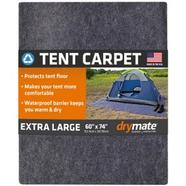 Drymate Tent Carpet Mat, Protective Waterproof Liner Keeps You Warm & Dry, Camping Floor Rug Accessory (60" x 74"), Durable, Lightweight, Soft & Comfortable, Trimmable Material (USA Made) (Charcoal)