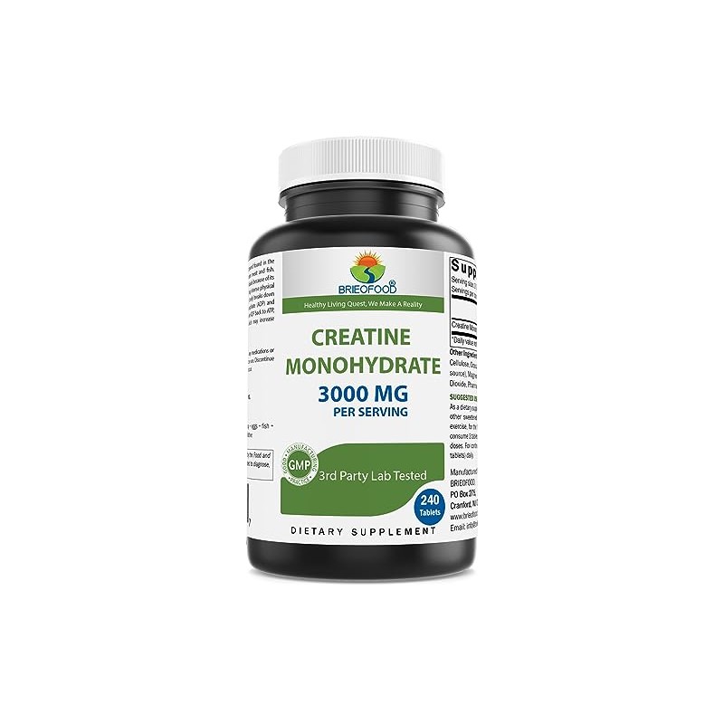 Brieofood Creatine Pills 3000 mg per Serving - 240 Tablets