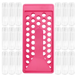 YouFuyi 50 Lip Balm Container Kit with Filling Tray and Spatula, Round Tube Refillable Empty Tube 3 Colors, 0.15 oz, BPA Free, for DIY Homemade Lipstick Lipstick (50 translucent kits,)