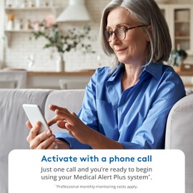 ADT Medical Alert Plus - in-Home Medical Alert System for Seniors - Cellular 4G Coverage, 600ft Pendant Range, Home Temperature Monitoring, 24/7 U.S. Based Monitoring (Fall Detection Pendant)