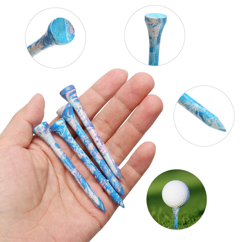 POXIAOER Golf Tees, 60 Pack Bamboo Golf Tees 70mm, 7cm,