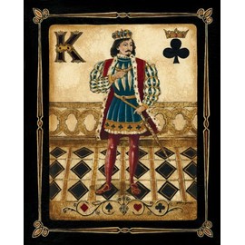 WallsThatSpeak 4 Harlequin Playing Card Poker Joker Jack Queen King Gregory Gorham Prints, 8 x 10-Inch, Black/Gold