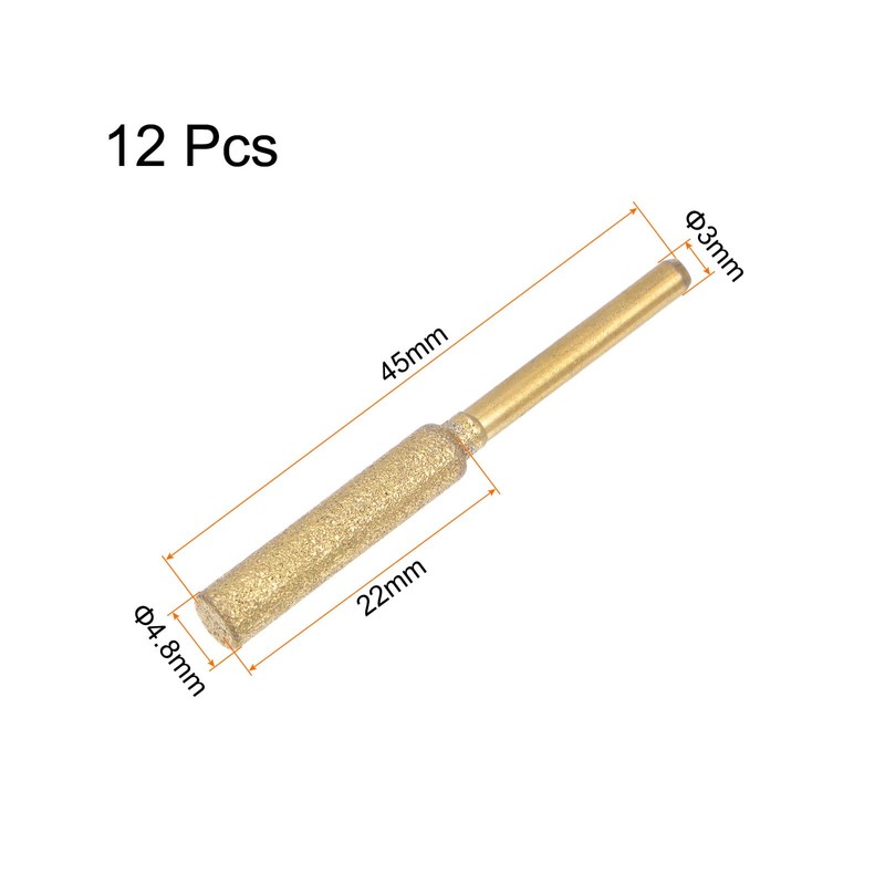 sourcing map 12pcs Diamond Coated Chainsaw Sharpener Bits 3/16" 4.8mm