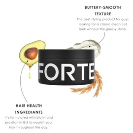 Pomada para Cabello Hombre Forte Series, Fijación Media-Flexible y Bajo Brillo, Base Agua, Fácil de Enjuagar, con Biotina y Pro-Vitamina B5, 85 g (3 oz)