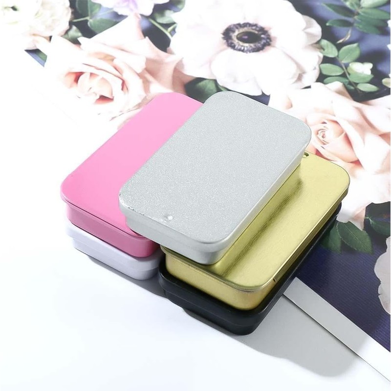 Qintreesify Black Metal Rectangular Empty Mini Tin Box,Mini Iron Box