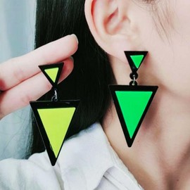 6 Pairs Neon Earrings for Women 80s Earrings Acrylic Drop Earrings Triangle Dangle Earrings Retro Geometric Earrings Multicolor Hollow Earrings Party Costume Accessory Jewelry for Girls(Multicolor)