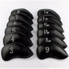 Techson Golf Club Headcovers (Black, 12pcs), Waterproof Portable Iron Head