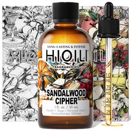 HIQILI Sandalwood Cipher Fragrance Oil for Diffuser, Candle & Soap, Perfume & Body Oil Making- Have Gourmand Notes, Long-Lasting - 1 Fl Oz