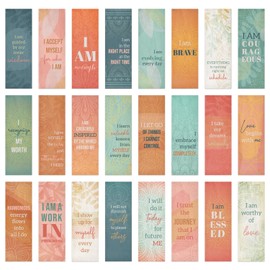 Motivational Bookmark Assortment / 2" x 6" Paper Bookmarks/Bulk Set of 24 Uplifting Mandala Quotemarks/Made in Canada