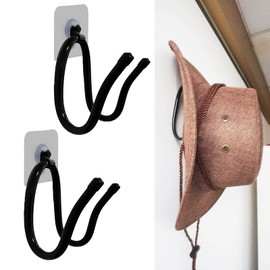 2 Pack Adhesive Hat Hooks Hat Rack Hat Holder Hat Organizer Wall Mount Display storage Hangers - No drilling - Strong Hold Hat Hangers for cowboy hats or probably any other type for that matter!