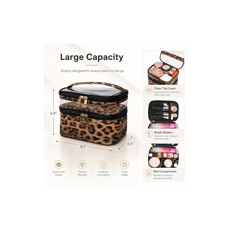 Bolsa de maquillaje de doble capa, bolsa de maquillaje, bolsa