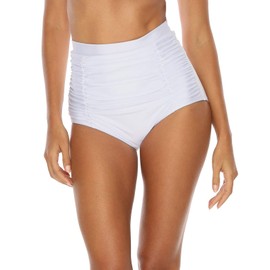 Ocean Blues Women's White Swim Bottom High Waisted Tummy Control Bikini Bottom Size XXX-Large
