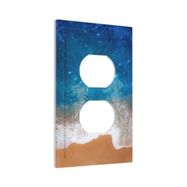 Blue Sea Ocean Beach Waves 1 Gang Duplex Receptacle Switch Wall Plate Decorative Switchplate Outlet Covers Electrical Plug Cover Faceplate for Bathroom Home Decor 5 X 3 IN